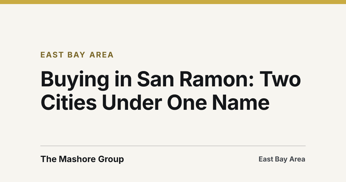 Title card for the article: Buying in San Ramon: Two Cities Under One Name