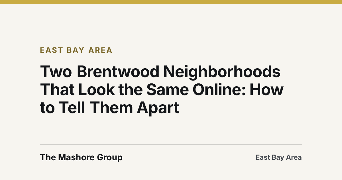 Title card for the article: Two Brentwood Neighborhoods That Look the Same Online: How to Tell Them Apart