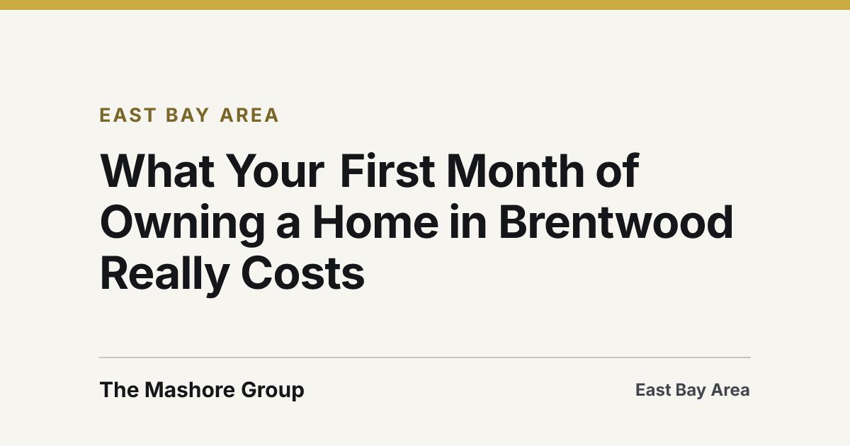 Title card for the article: What Your First Month of Owning a Home in Brentwood Really Costs