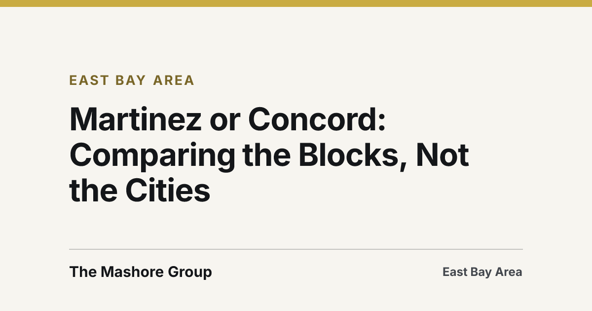 Title card for the article: Martinez or Concord: Comparing the Blocks, Not the Cities