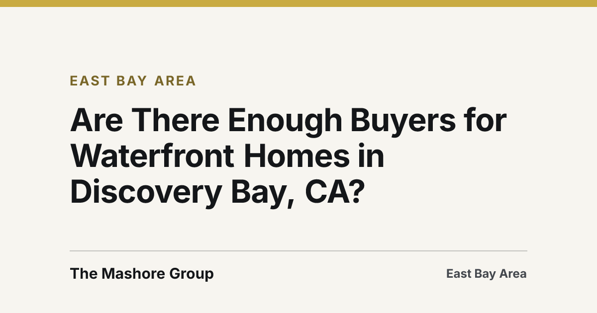Title card for the article: Are There Enough Buyers for Waterfront Homes in Discovery Bay, CA?