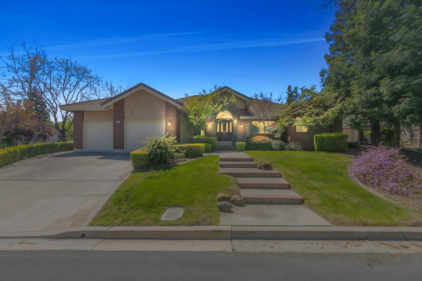 Home exterior photographed at twilight for a Mashore Group listing in East Contra Costa County